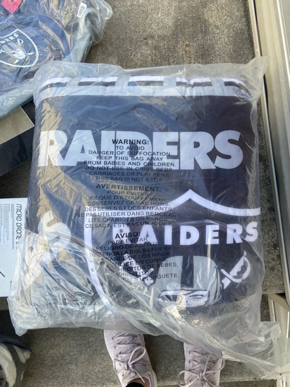 NFL Raiders Black & White Queen Bedding Set - 5 Piece